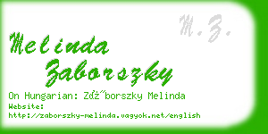 melinda zaborszky business card